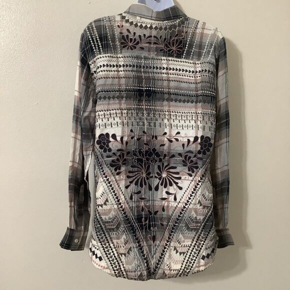 NTW Tolani Collection Plaid Embroidered Cabincore Western Button Down Shirt Sz S - Picture 7 of 7